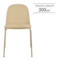 thumbnail image 3 of Set of 2 Stackable Dining Kitchen Chairs Plastic Armless Side with Back Curved Round Shape Chrome Metal Legs Indoor Outdoor Patio, Beige, 3 of 11