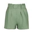 thumbnail image 5 of FAKKDUK Women’s Summer Shorts Waisted Belted Shorts for Women Summer Casual Office Work Shorts with Pockets 2023 Women Casual Shorts Pants Ladies Shorts Pants, M&Green, 5 of 8