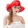 thumbnail image 4 of Organza Fascinator Hat - Women's Wide Brim Church Bridal Tea Party Wedding Hat, 4 of 4
