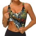 thumbnail image 3 of Cauagu Sunflower Field Spotted Dog Pattern Sports Bras for Women,Round Neck Sports Bra Workout Crop Tank Tops Padded with Built in Shelf-Large, 3 of 8