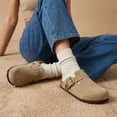 thumbnail image 4 of Cushionaire Hamlet Genuine Leather Suede Clogs for Women, Slip On Shoes with Detailed Metal Buckle Strap and Memory Foam Footbed, 4 of 20