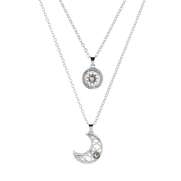 Collar de amor, sol y luna, collar con colgante en forma de lenguaje del amor para parejas, collar con diseño de clavícula