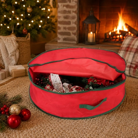 Northlight Zippered Christmas Wreath Storage Bag with Handle - 36"