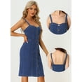 thumbnail image 2 of Vestido vaquero Allegra K sin mangas con escote corazón Azul M, 2 of 6
