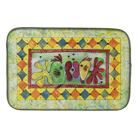 Caroline's Treasures Kissing Fish Dish Drying Mat