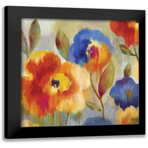 Wilson, Aimee 12x12 Black Modern Framed Museum Art Print Titled - Ikat Florals II