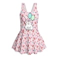 thumbnail image 4 of COEQINE Girls One Piece Swimsuit with Attached Liner, Scoop Neck V-Back Swim Dress for Swim Lessons, Polyester Spandex Bathing Suit for Girls 3-4 Year Olds, Cat Balloon Heart Pink, 4 of 8