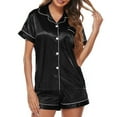 thumbnail image 1 of Romacci Women Pajamas Set Short Sleeve Notched Collar Button Down Satin Pjs Sleepwear, 1 of 7