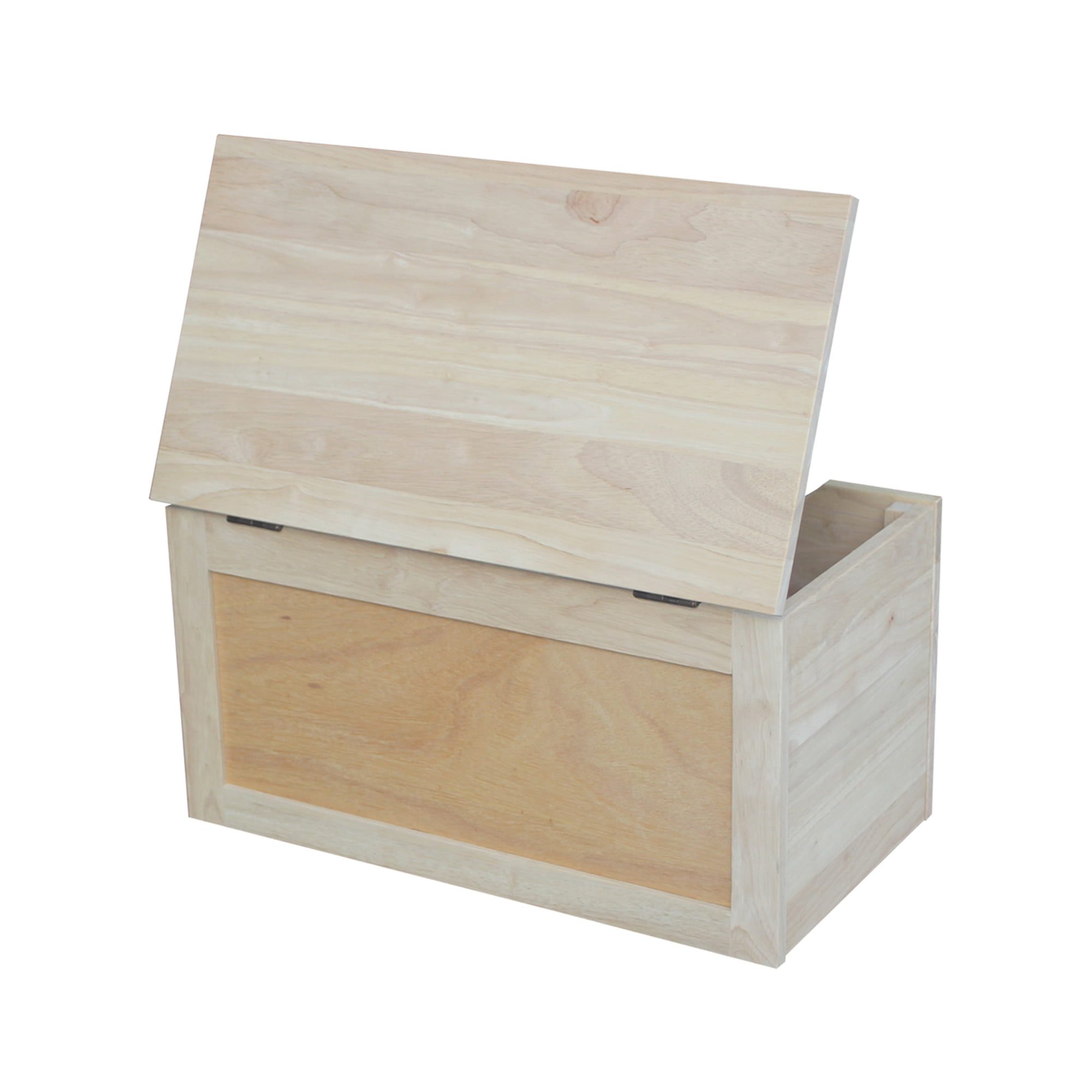 International Concepts Wood Bedroom Kids Toy Bench and Storage Box 22"Wide Unfinished