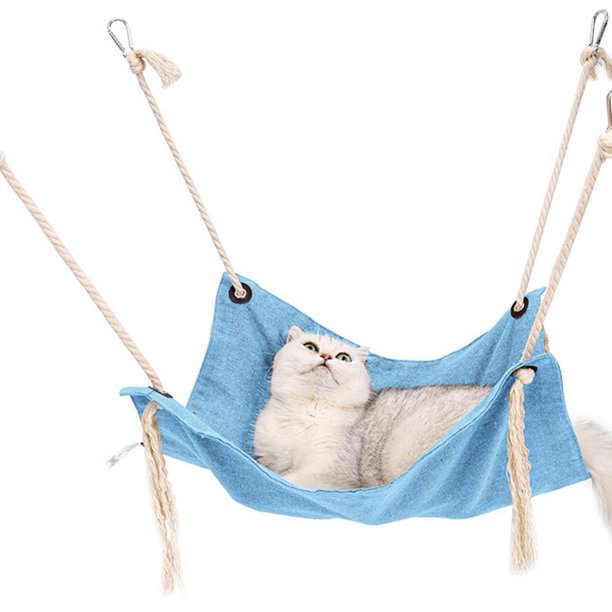 Summer Pet Hammock Hanging Nest Breathable Cotton Linen Tassels Hammock Swing for Cats Pet Sleeping Bed Cage Accessories He Qiyong unisex