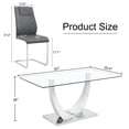 thumbnail image 2 of ExtraLco Glass Dining Table Set for 4, 63 Inch Silver V-Leg Table with 4 Dark Gray PU Chairs, 2 of 10