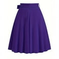thumbnail image 4 of Long Skirts for Women Trendy Vintage Flare Skirt Midi Length Casual Soft High Waisted Bow A Line Summer Skirts Purple L, 4 of 5