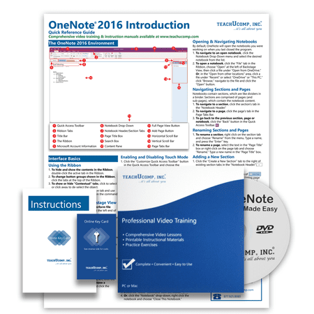 Learn OneNote 2016 Deluxe Training Tutorial- Video Lessons, PDF Instruction Manual, Quick Reference Software Guide for Windows by TeachUcomp, Inc.