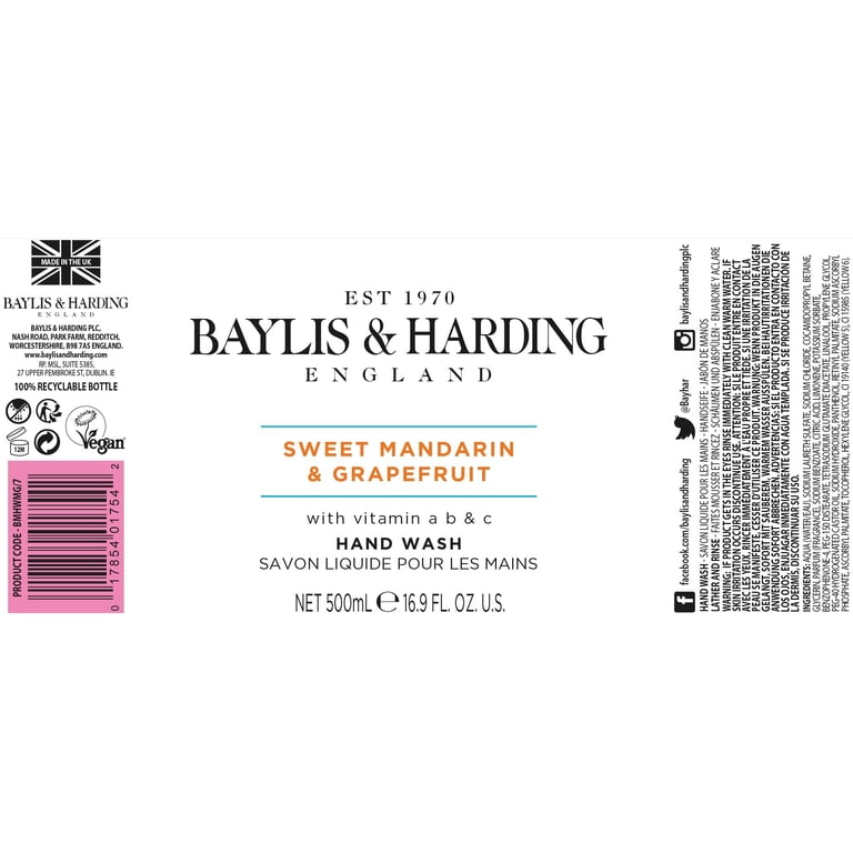 Baylis and Harding Hand Soap Pump, Sweet Mandarin and Grapefruit
