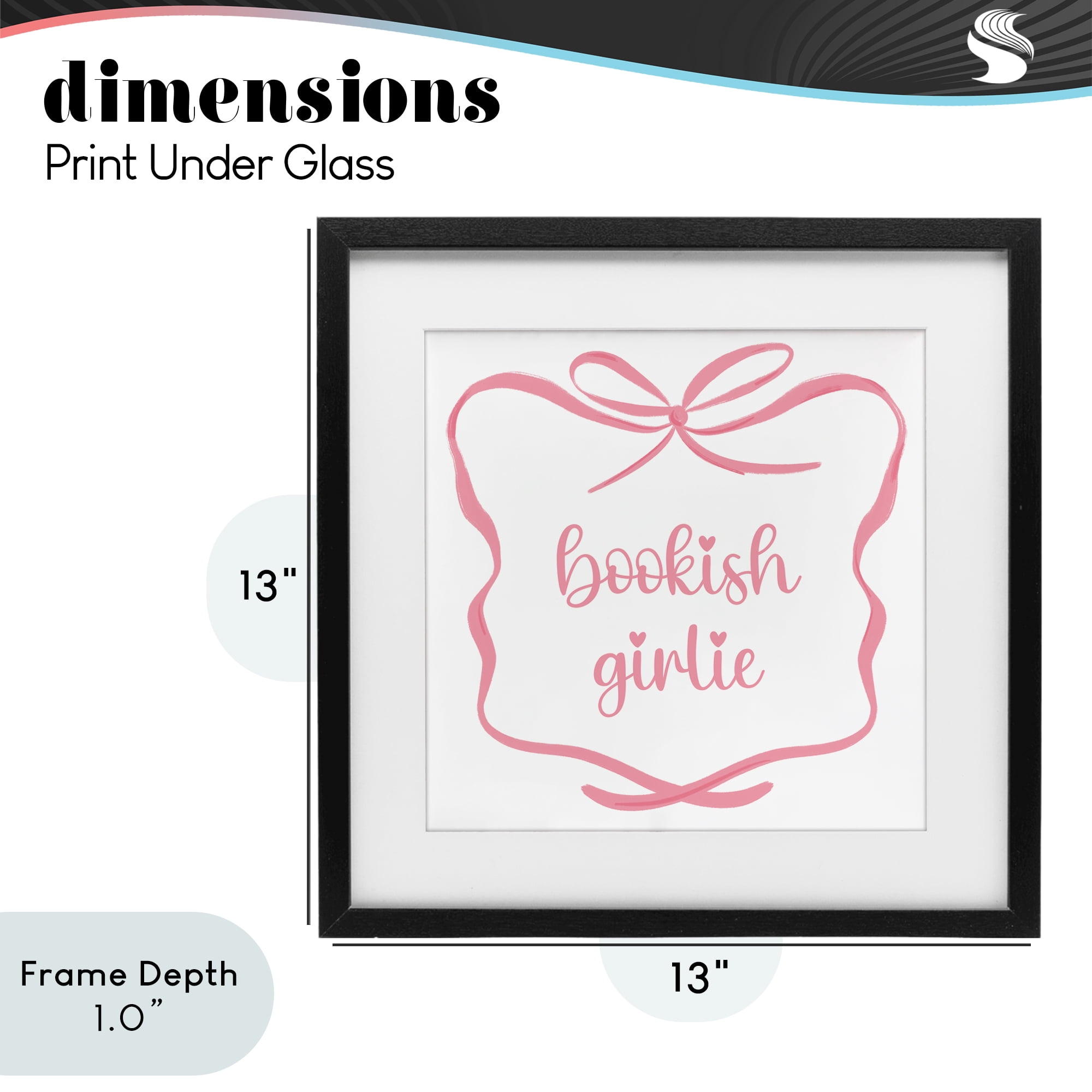 Stupell Industries Bookish Girlie with Bow Black Framed Print Under Glass, design by Lucille Price