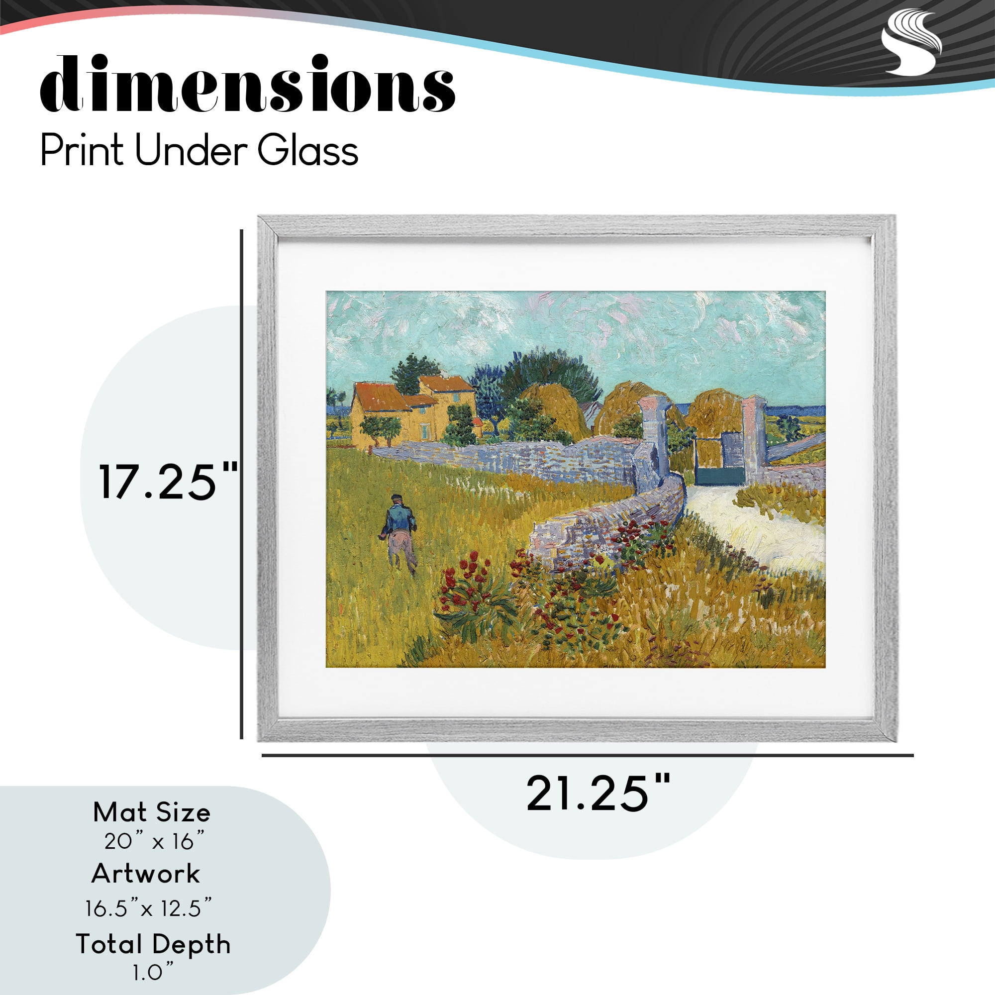 Stupell Industries Farmhouse In Provence Gray Framed Print Under Glass, design by Vincent Van Gogh