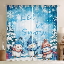Manfei Kawaii Penguin Black Out Curtains for Kids, Winter Snowflake Curtains Pack of 2 (42x63 Each), Merry Xmas Tree Bedroom Curtains, Luxurious Home Decor