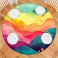 thumbnail image 2 of Colorful Tie Dye Wave Pattern Round Fitted Tablecloth with Elastic Edge,Dining Table Cover Waterproof,Outdoor Round Tablecloth for Camping,Dining,Indoor and Outdoor, 2 of 7