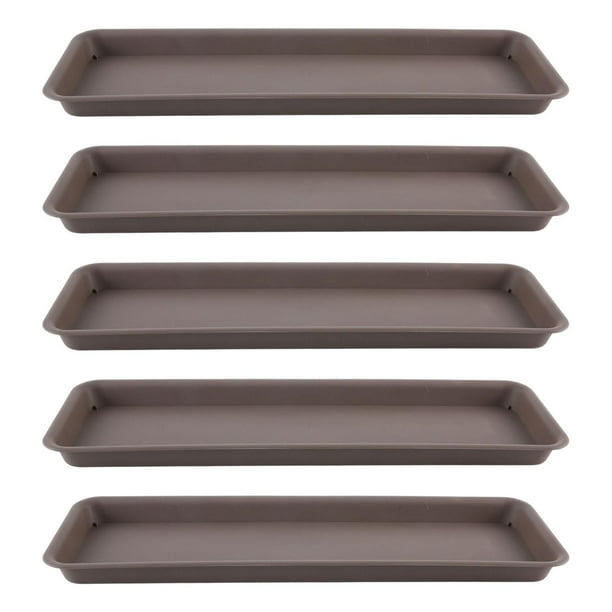 5 piezas de platillos para plantas, bandejas para macetas, platillos rectangulares resistentes para macetas, plantas Gris
