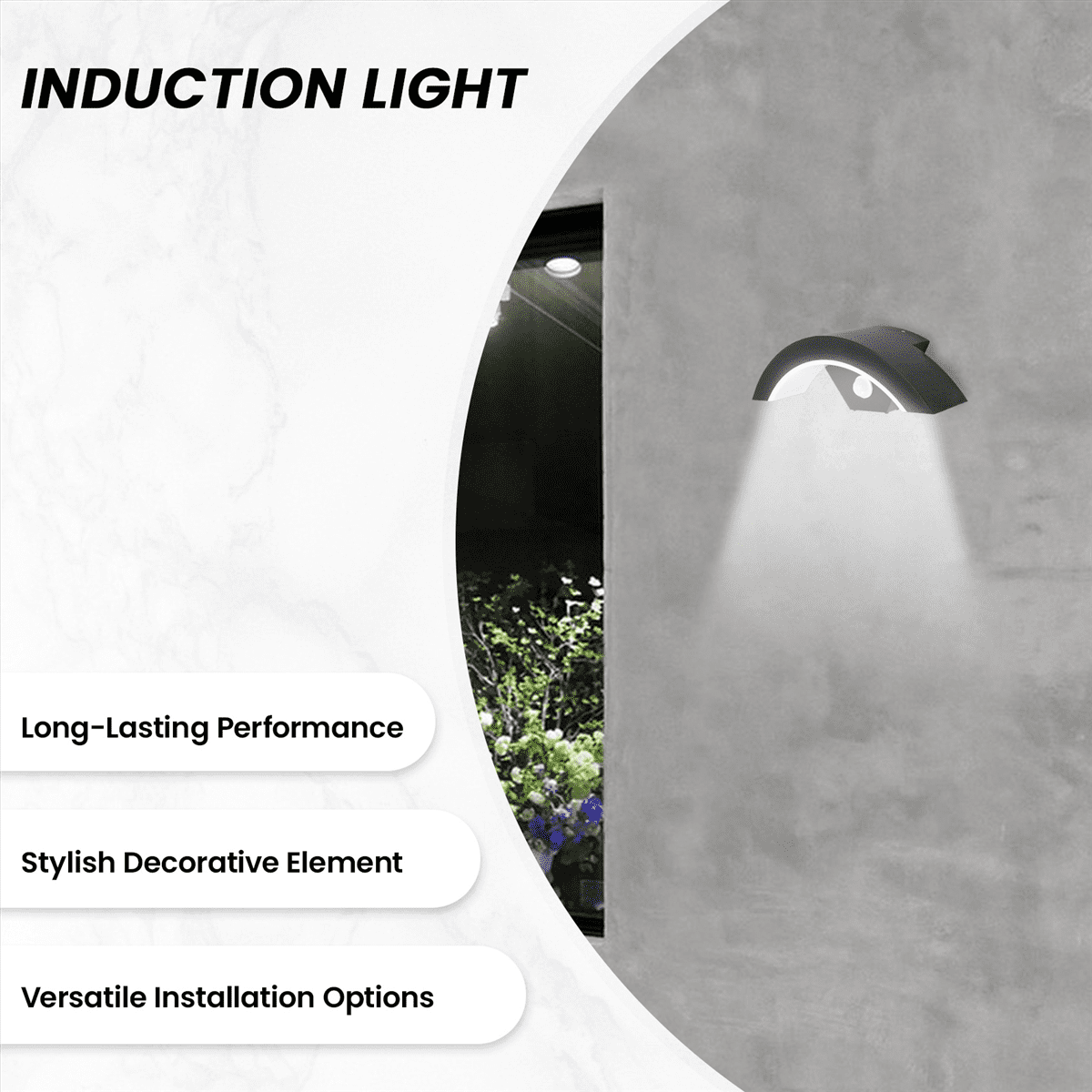 Outdoor LED Wall Light Balcony Exterior Wall Courtyard Induction Light Corridor Lighting Decorative Light Warm Light,1 * Induction Light,Black