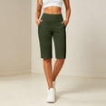 thumbnail image 6 of Knee Length Shorts Women Bermuda Summer Stretch Loose Capris High Waisted Athletic Capri with Pockets Army Green XL, 6 of 8