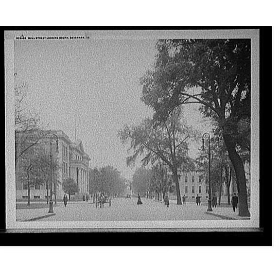 Historic Print, Bull Street, looking south, Savannah, Ga., 18" x 24"