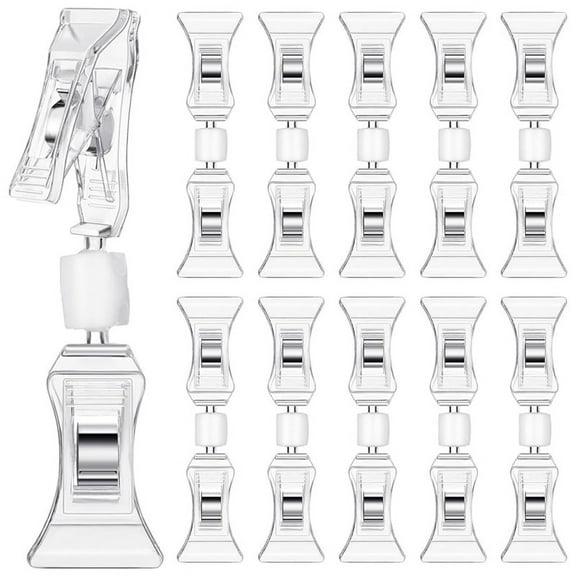 50 Pcs Double Sided Sign Clips Display Mini Clip Clear Rotatable Merchandise on Holder Plastic Tag