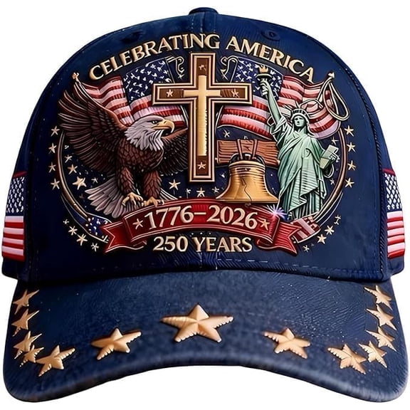 250 Anniversary USA Hat,Trendy 2D Cross Eagle Print U.S. 250th Baseball Cap, Adjustable Baseball Cap for Men & Women