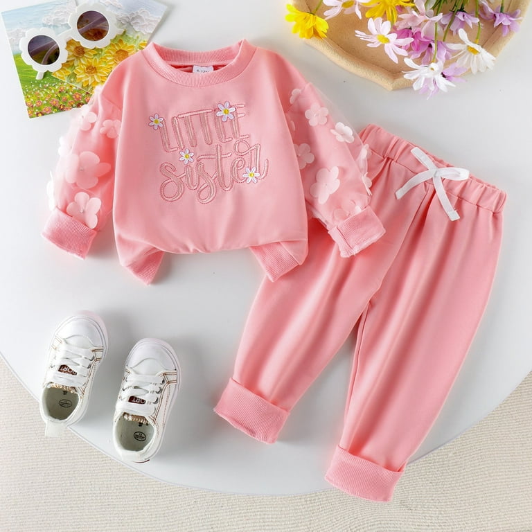 LUOGENLI Cute Outfits for Girls 12 14 Children Girls Outfits Sweatsuits Set Baby Cute Pullover Hoodies Sweatshirts Jogger Sweatpants Outfit Outfits for Girls 9 10 School Appropriate 2 3 Years Walmart....
