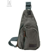 Gustave Canvas Sling Bag for Men & Women Anti-Theft Chest Shoulder Bag Vintage Casual Crossbody Backpack Messenger Bag for Travel Hiking Gray