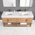 thumbnail image 4 of Bianco 72" Wood Vanity in Light Brown with White Composite Stone Top no Mirror, 4 of 7