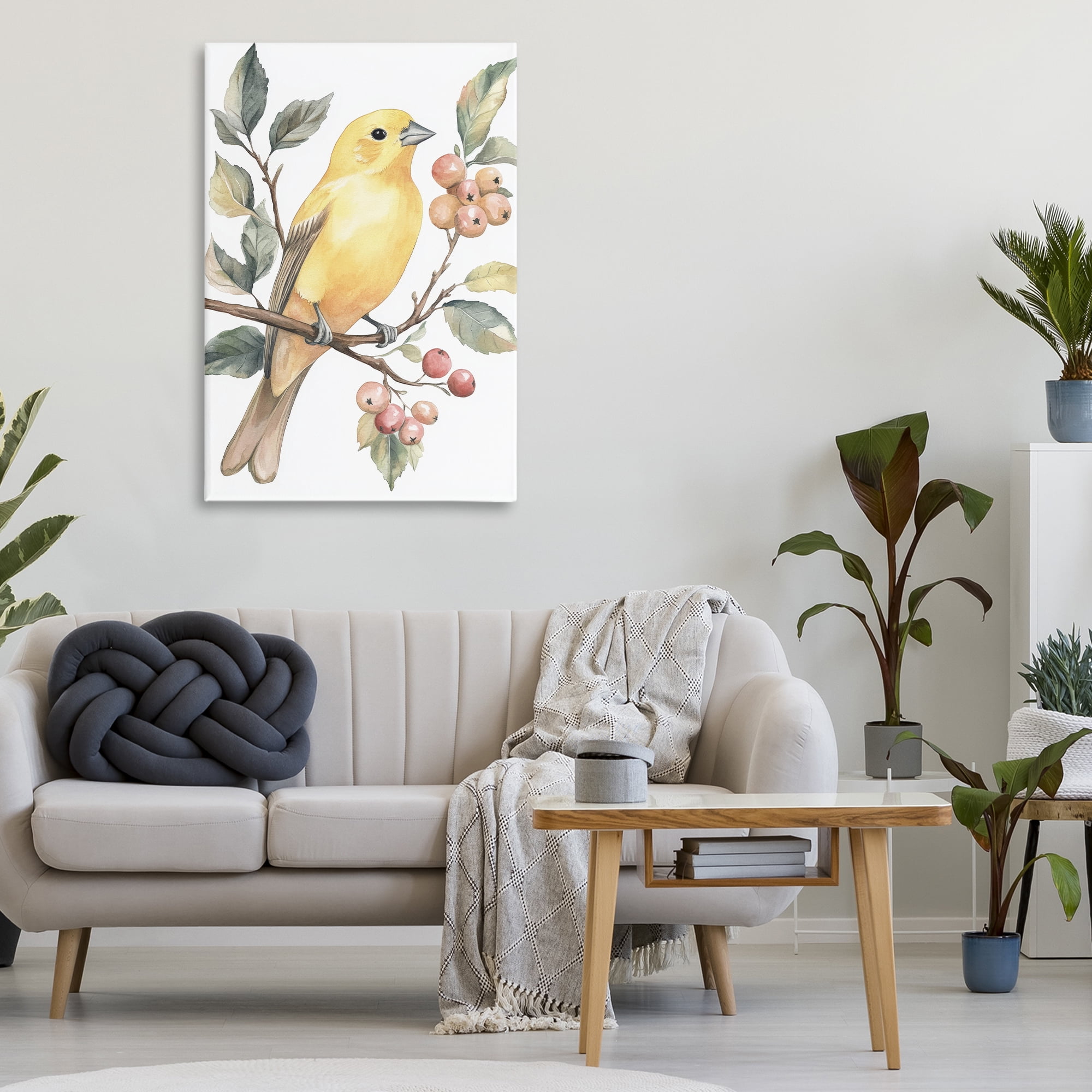 Stupell Industries Sun Lit Bird on Branch Canvas Wall Art, design by Petal Prints Design