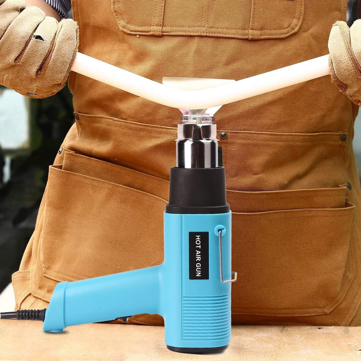 Heat Gun 1200W 140~932 (60-500) Heavy Duty Hot Air Gun Kit Variable Temperature Control with 2 Temperature Settings 2 Nozzles for Crafts, Shrink Wrapping, Candle Making, Epoxy Resin