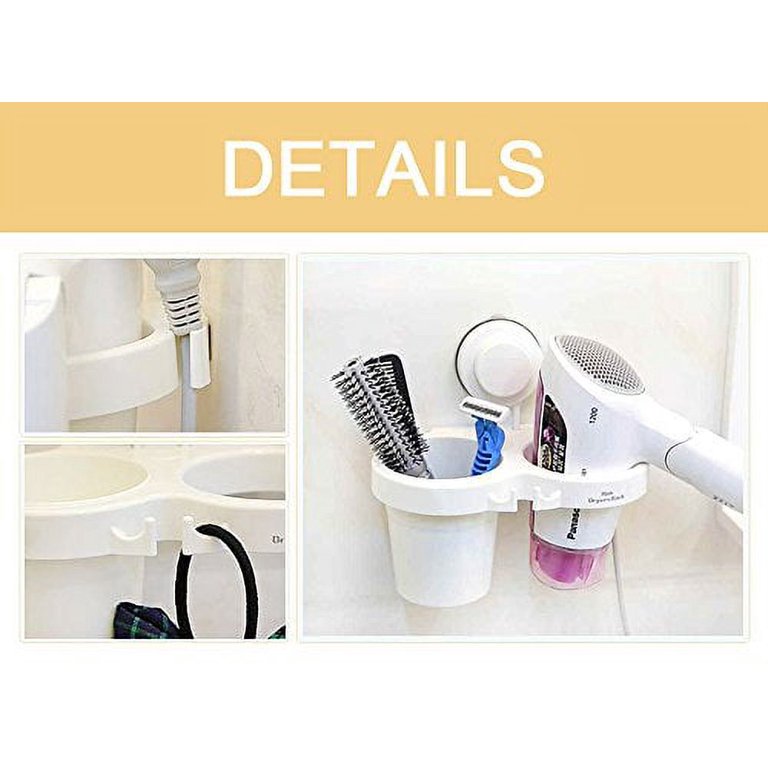 Bathroom Shelf Suction Cup Hair Dryer Holder Storage Organizer