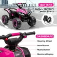 thumbnail image 4 of 12V Kids Ride-On ATV, Electric 4-Wheeler Toy Quad – Remote Control, LED Lights, Music, USB, Treaded Tires, Gentle Start, High/Low Speed – Outdoor Vehicle for Toddlers, Pink, 4 of 7