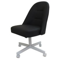 M-235 Swivel Metal Dining Caster Chair - Black Vinyl - White