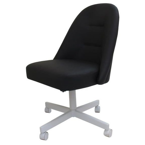 M-235 Swivel Metal Dining Caster Chair - Black Vinyl - White