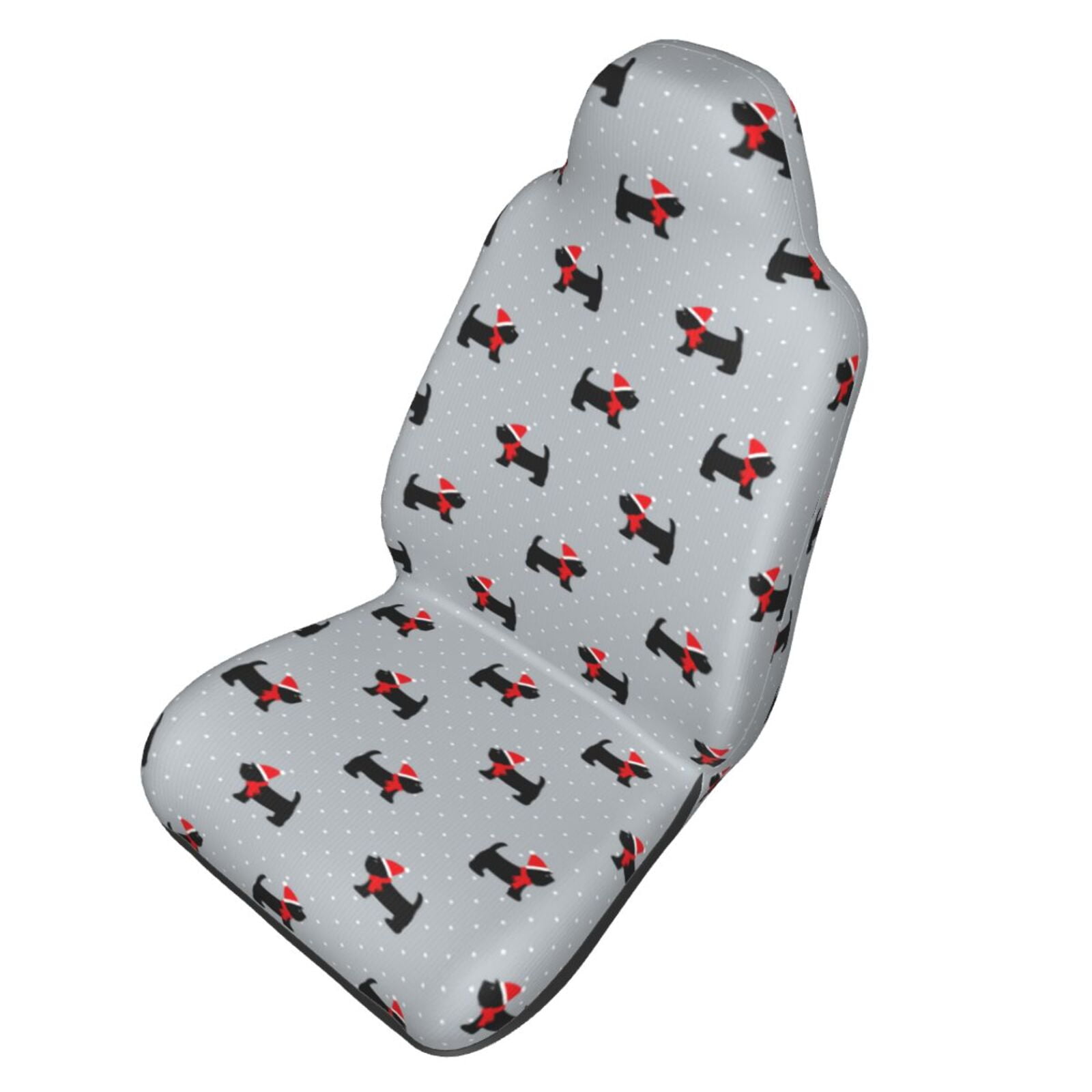 Picia Polka Dot Christmas Dog Print Waterproof Sweating Car Seat Cover for Post Gym Workout Running Beach and Hiking Universal Fit Anti-Slip Bucket Seat Protector