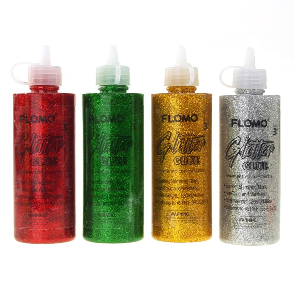 Glitter Glue Squeeze Bottle, Metallic Colors, 120mL, 4Piece