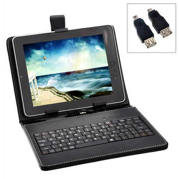 80-keys USB Keyboard PU Protective Case Cover with Stand for 8-inch Tablet PC (Black)