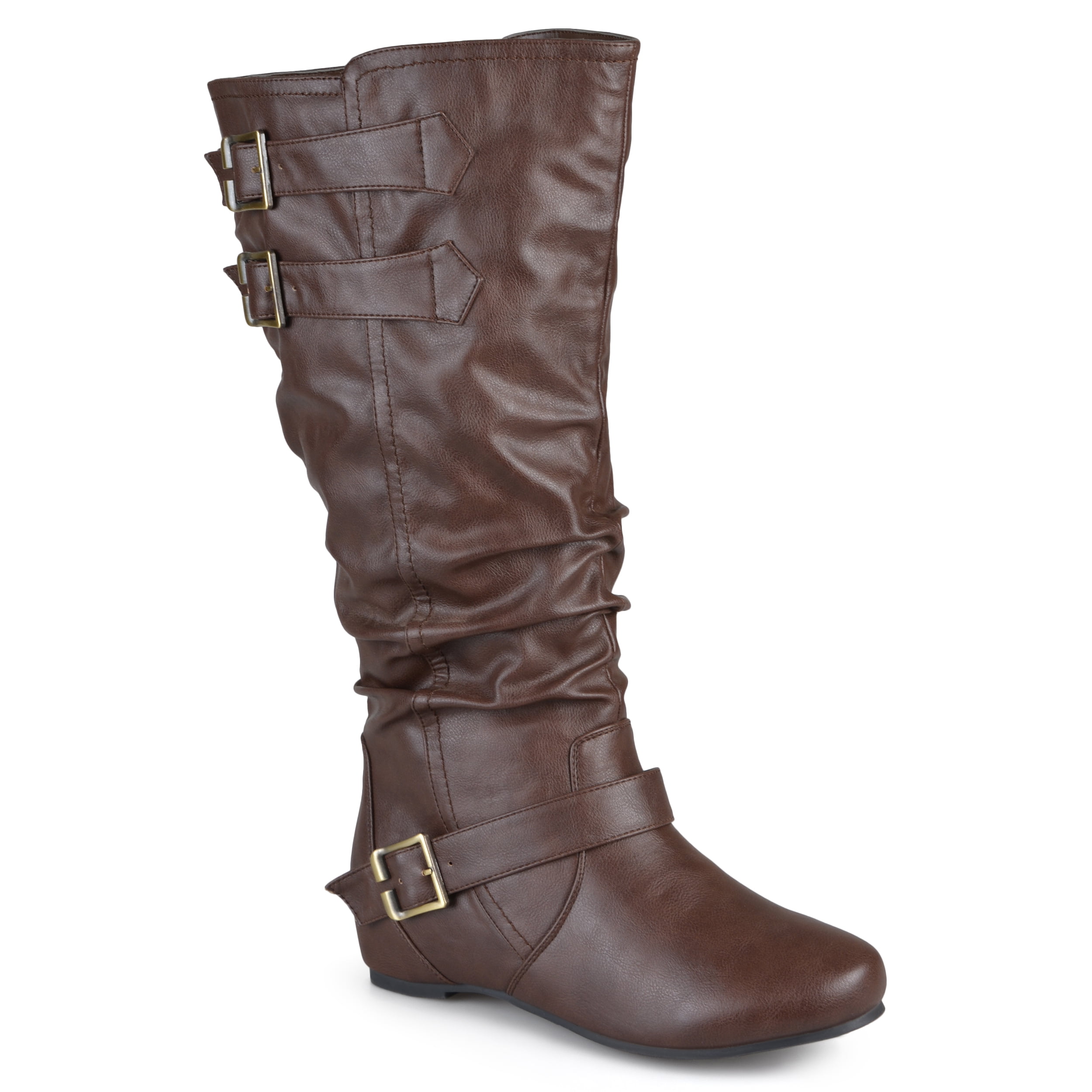 low calf buckle boots