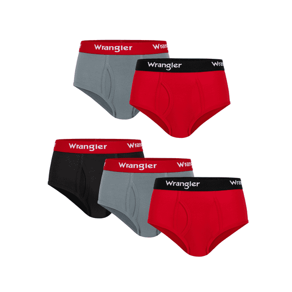Wrangler Boys' Cotton Briefs, Soft Boys Underwear w/ 4-Way Stretch, Small, 5-Pack