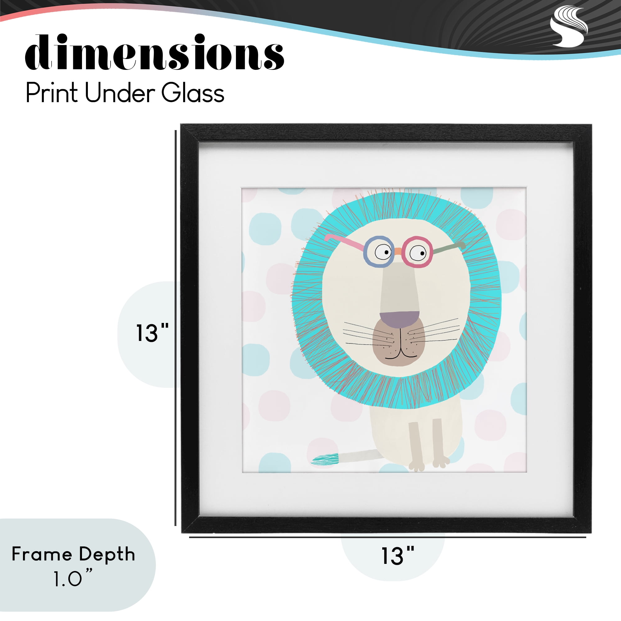 Stupell Industries Electric Blue Lion Black Framed Print Under Glass, design by Carla Daly