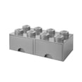 thumbnail image 1 of LEGO Brick Drawer, 8 Knobs, 2 Drawers, Stackable Storage Box, Stone Grey, 1 of 8