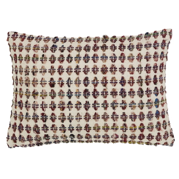Peppermint Home Tufted Colorful Weave Cotton Decorative Throw Pillow Cover, 14"x 20", Multicolor
