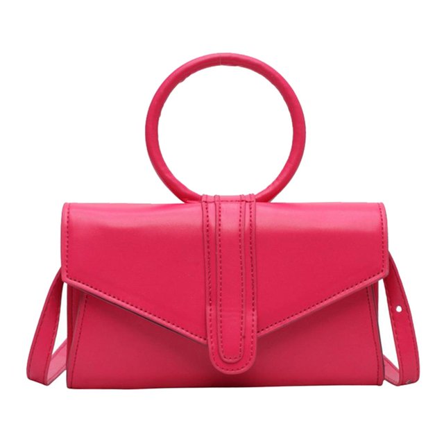 Bolso de noche con solapa de cuero para mujer, bolso de mano, cartera cruzada, bolso de cuerpo cruzado Rosa Macarena Bolso de mano con sobre de noche