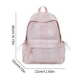 thumbnail image 2 of Stripe School Backpack, Bowknot Embroidery Bag with Drawstring Side Pockets, Lightweight Breathable Bookbag for College Travel (Pink), 2 of 6