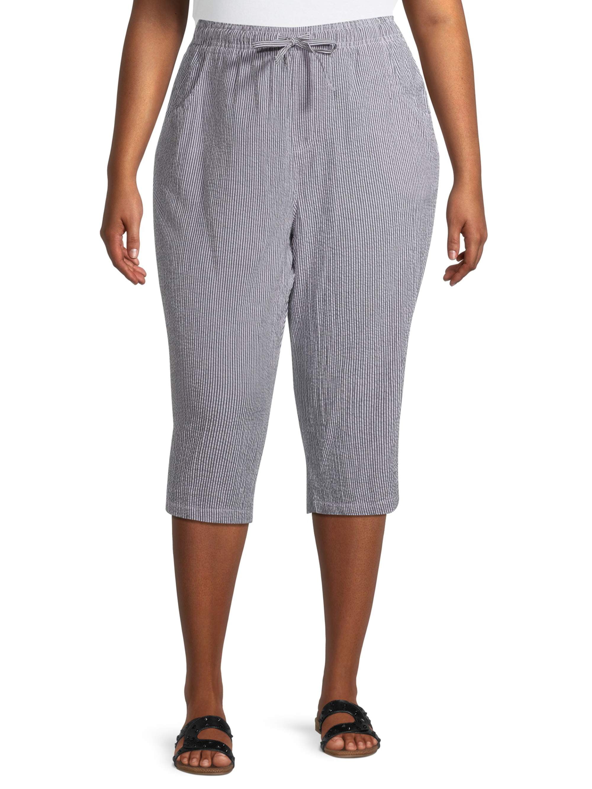 Erika Women's Plus Size Marjorie Soft Pull-On Striped Pants - Walmart.com