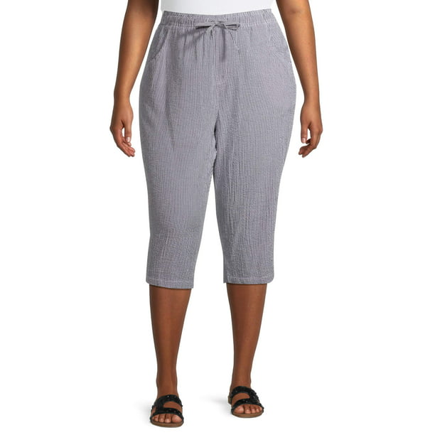 Erika - Erika Women's Plus Size Marjorie Soft Pull-On Striped Pants ...