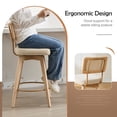 thumbnail image 4 of ONEVOG 26.2" Swivel Counter Stools Set of 2, Linen Upholstered with Breathable Cane Back, Farmhouse Counter Height Chairs for Kitchen Island,Beige, 4 of 9